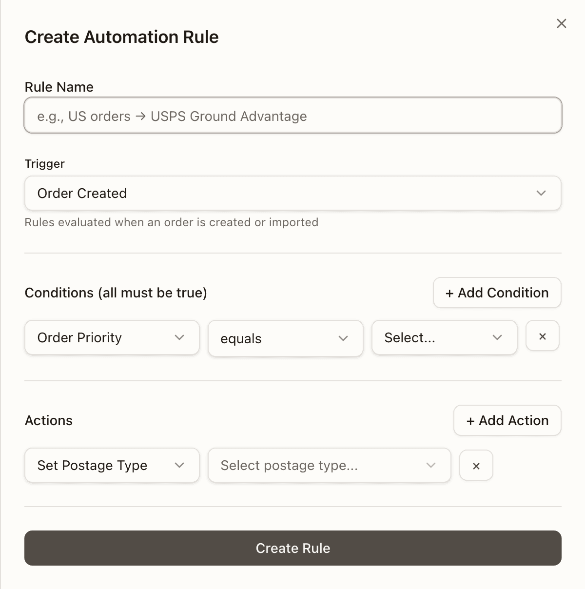 The rule builder