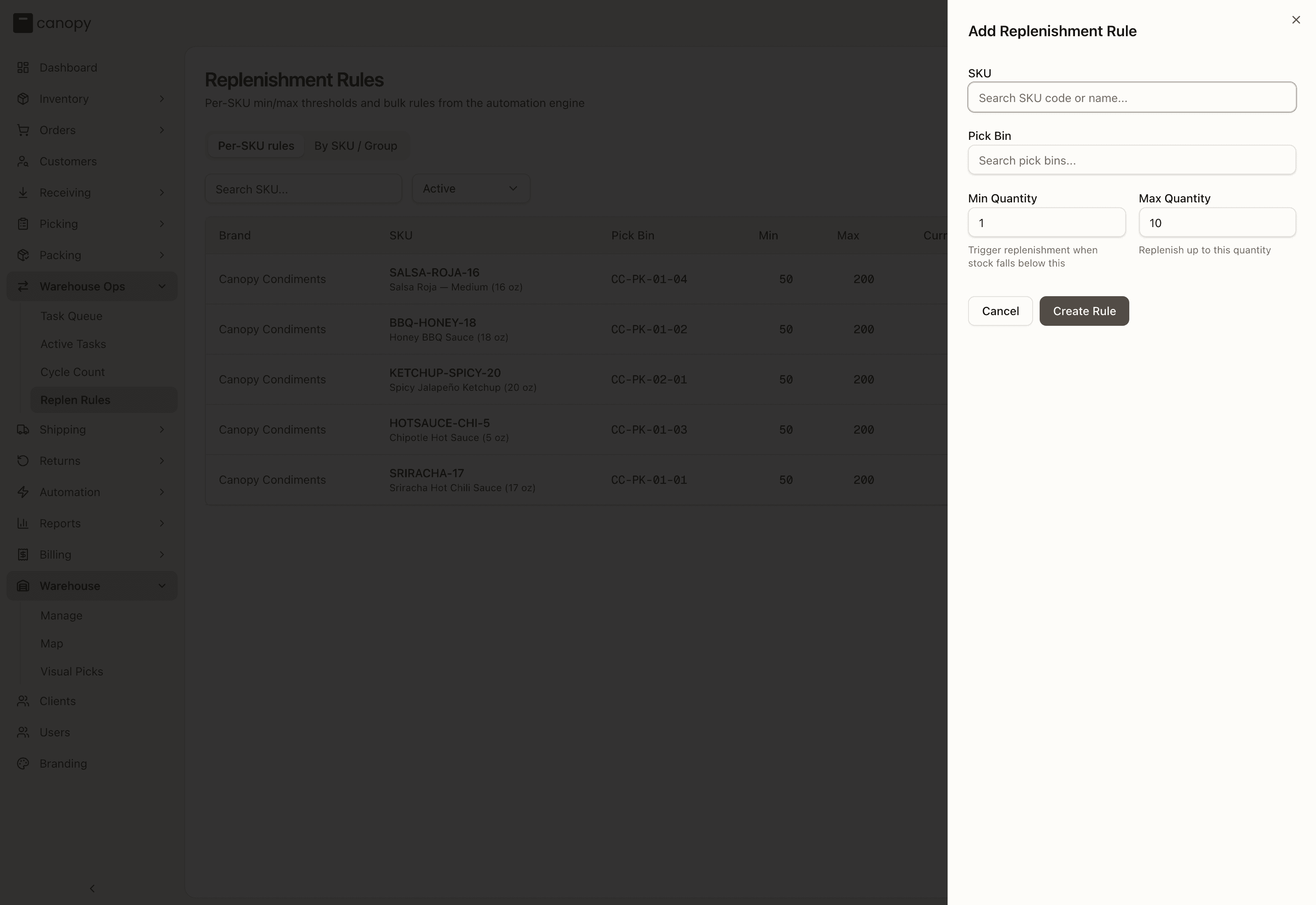 Adding a replenishment rule
