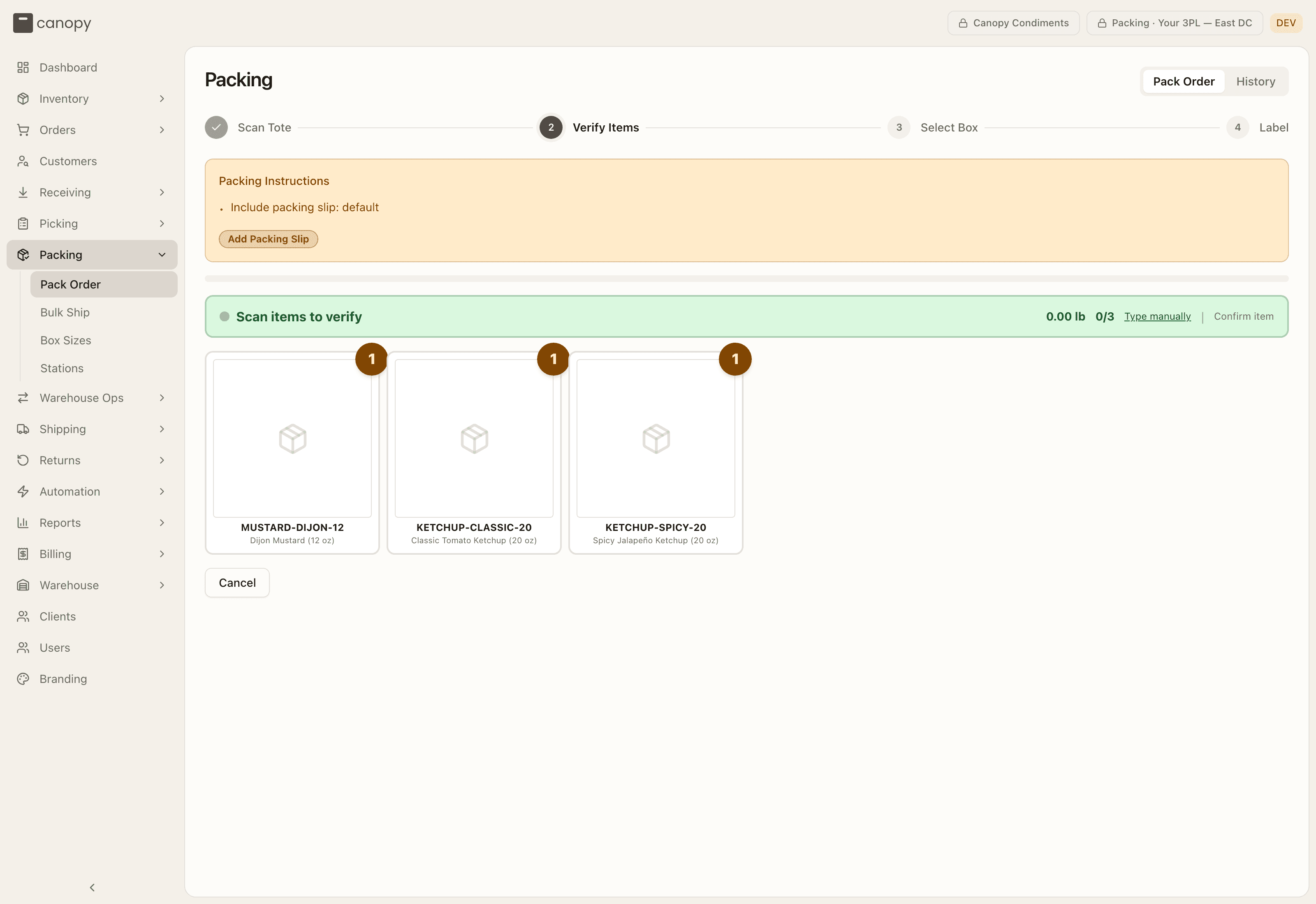 Verify each item by scanning it